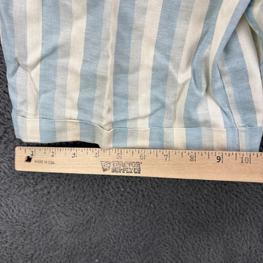New‎ Departures Vintage Striped Linen Blend Pleated Shorts Blue White Size 5/6